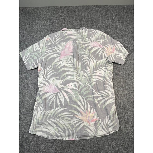 Marine Layer‎ Mens Floral Button Down Shirt Palm Tree Print Gray Large Casual - Picture 4 of 8